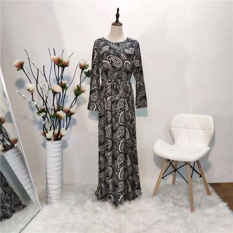 

New Design Print Floral Long Sleeve Plus Size Women Turkey East Arab Maxi Casual Muslim Fashion Islamic Ramadan kaftan dresses