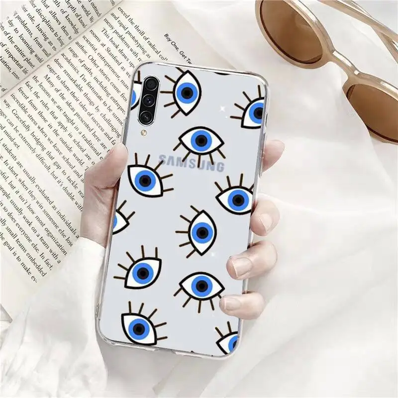 

Lucky Eye Blue Evil Eye Print Phone Case Transparent for xiaomi 11 redmi note 9 8 s pro Samsung A 71 51 21S S 20 fe 10 9 8 plus
