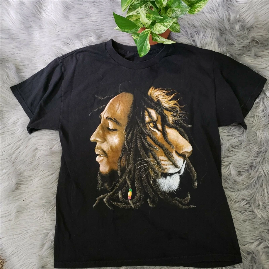 Bob Marley Lion of Judah регги раста с графическим принтом короткий рукав черный Свитшот