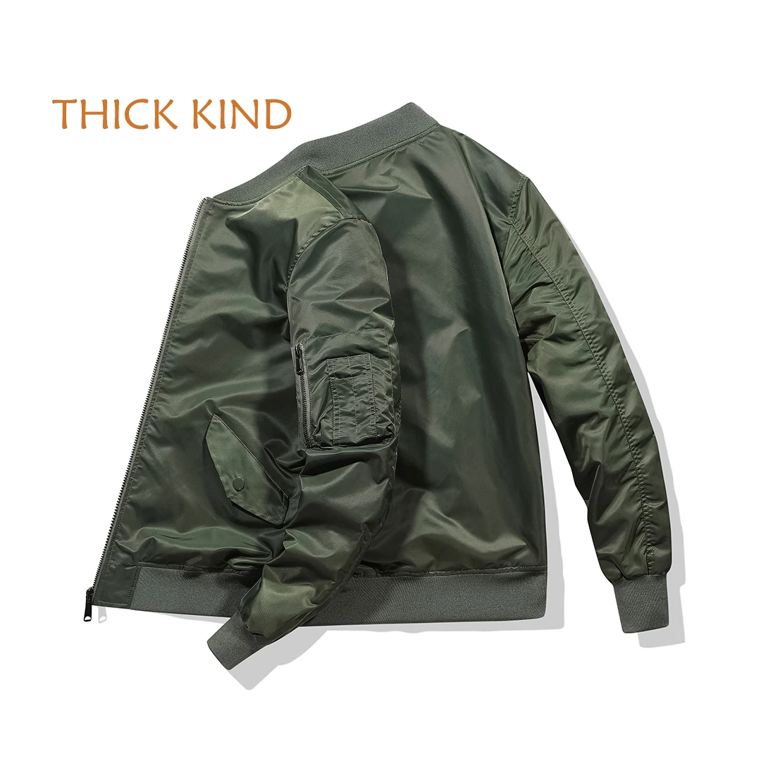 

QSuper Thick Design New Men's Jackets Solid Color Pilot Jacket for Man Windproof Men Bomber Jackets O-Neck Brand Male Clothing