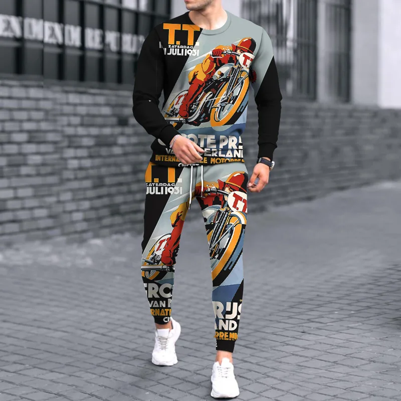 

Мужской свитер в европейском и американском стиле, повседневный спортивный пуловер с длинным рукавом, индивидуальный костюм с 3D-принтом мо...