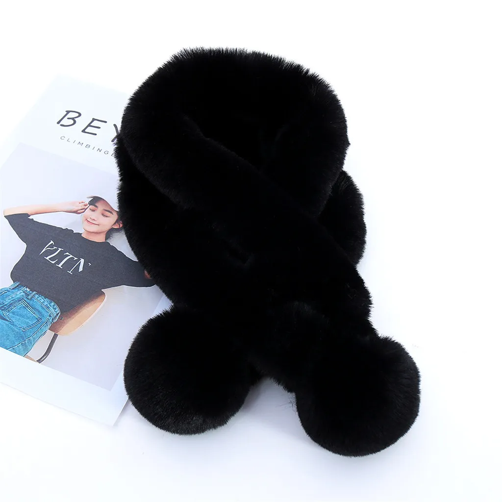 Женский зимний теплый шарф из искусственного меха 2019 утолщенные шарфы