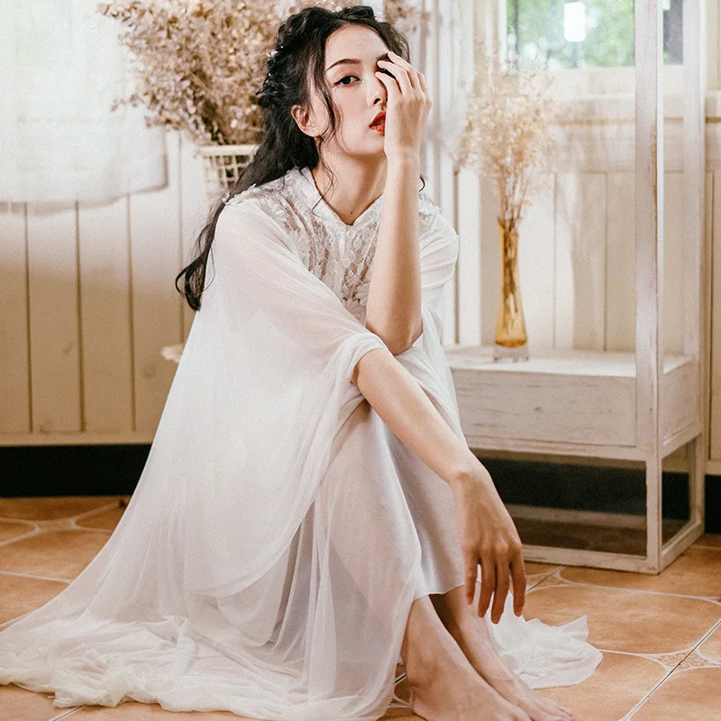 2019 Осенняя новая сексуальная одежда для сна в дворцовом стиле кружевное Ночное