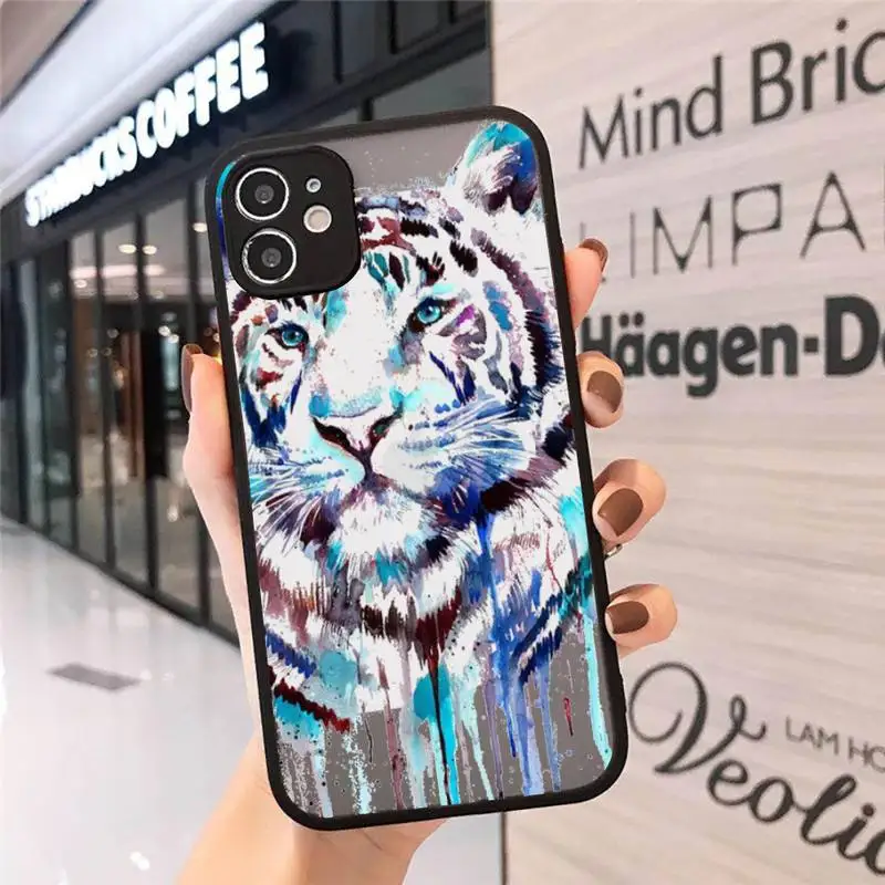

design cat wolf lion tiger colors animal Phone Cases Matte Transparent for iPhone 7 8 11 12 s mini pro X XS XR MAX Plus cover