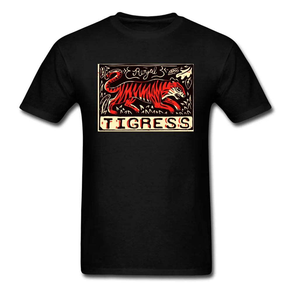 Дизайнерская футболка Tigress Linocut женская Мужская черная одежда с животным принтом