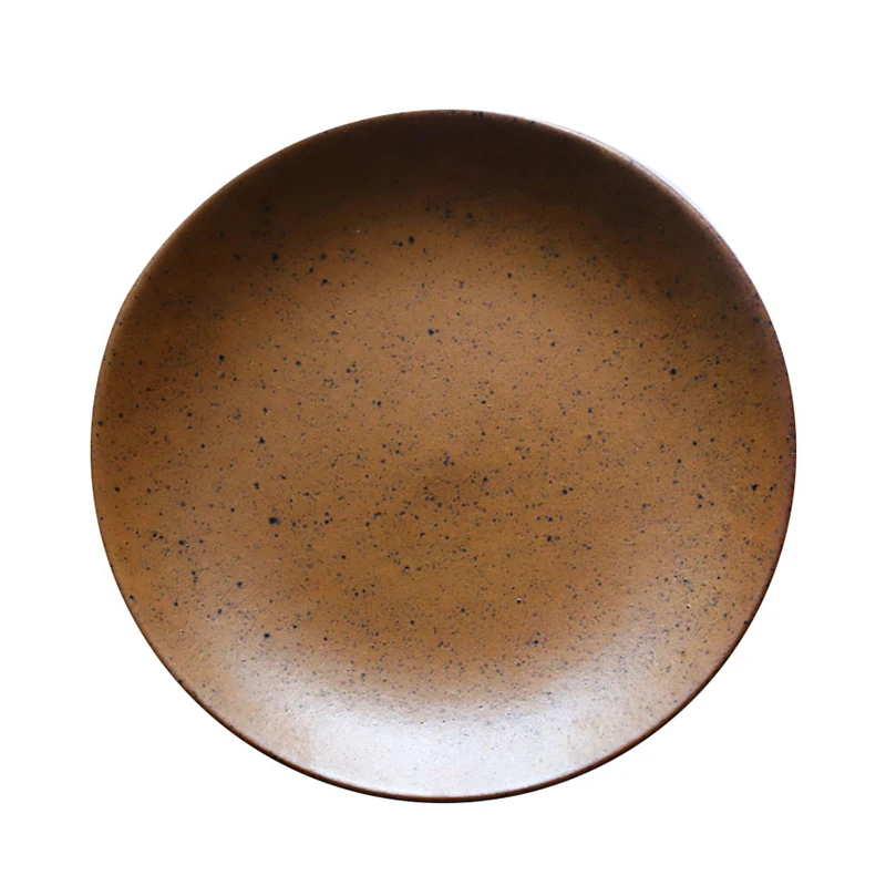 

KINGLANG NEW Retro Ceramic Round Dish Dinner Plate Vintage Tableware Swallow Salad Food Plate RUST
