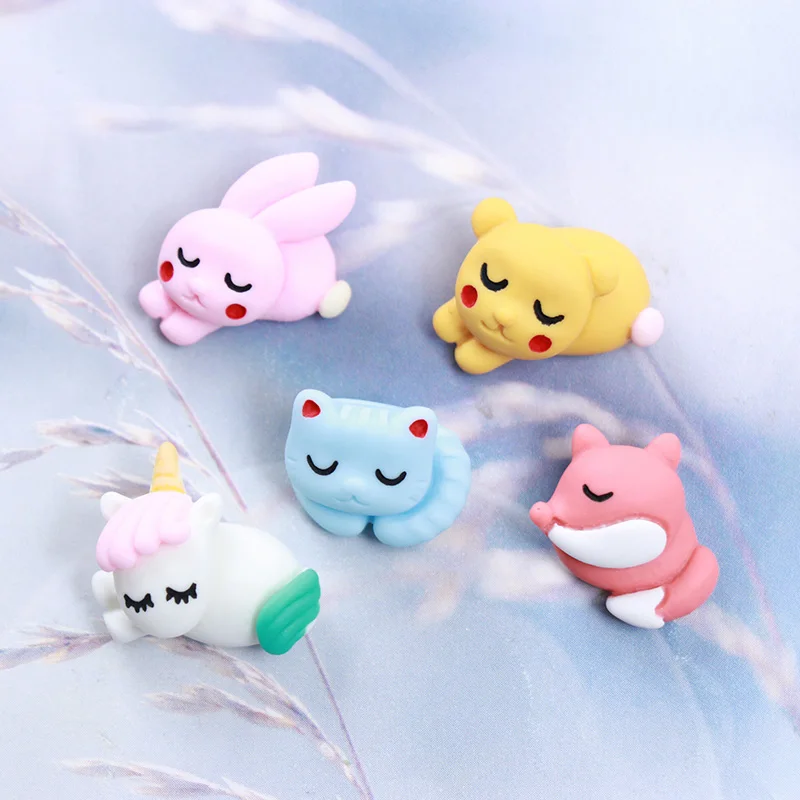 

20 шт в виде мультяшных животных с плоской задней частью резиновый кабошон Kawaii Кролик Единорог ремесла нужным телефон украшения принадлежно...