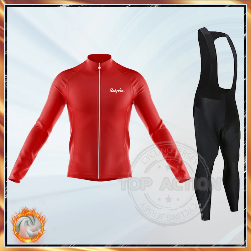 

2022 RALVPHA Men's Winter Thermal Fleece Cycling ClothesJersey Suits Sport Riding Bike MTB Clothing Bib Pants Warm Sets Ropa