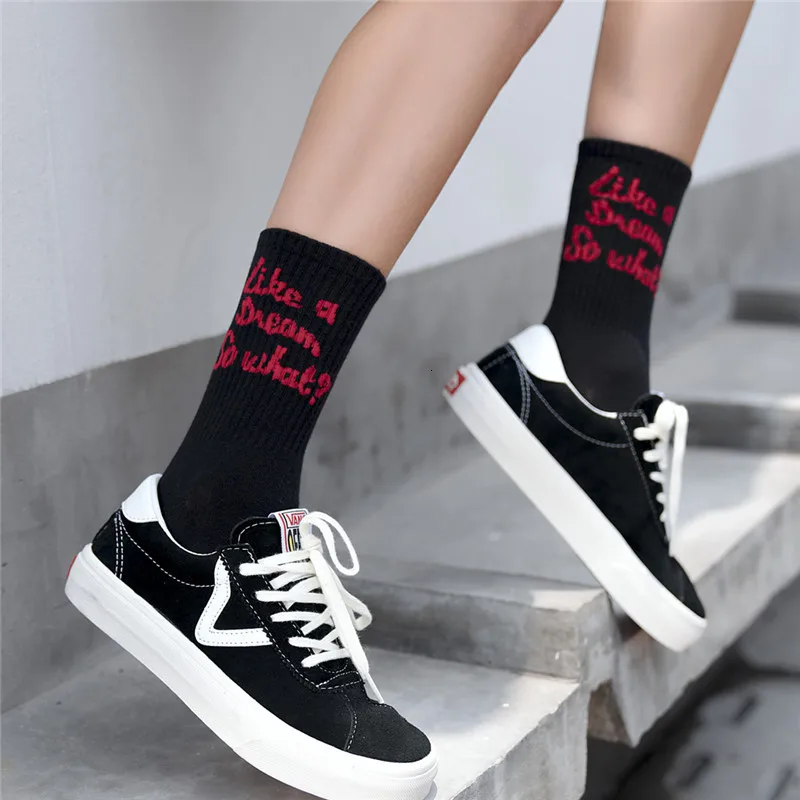 Ins модные однотонные женские носки в стиле хараджуку с надписью зимние