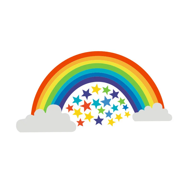 

Rainbow Star Wall Stickers Kindergarten Children's Room Bedroom Living Room Self Adhesive Wallpaper Home Decor