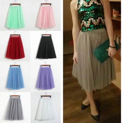 Женская Тюлевая сетчатая юбка эластичная плиссированная Многослойная миди с