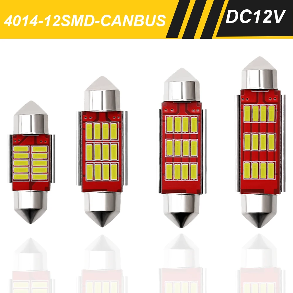 

2Pcs C10W C5W LED 31mm 36mm 39mm 41mm Festoon Diode Canbus Bulb Car License Plate Interior Reading Dome Map Lamp 12V White