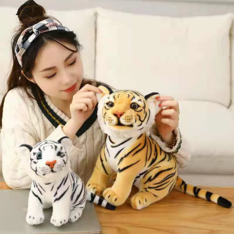 Реалистичная Мягкая игрушка в виде диких животных белая коричневая тигровая