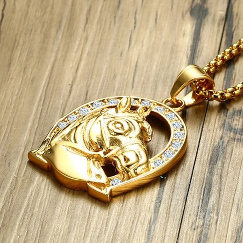 Ожерелье в стиле хип-хоп с инкрустацией из нержавеющей стали | Украшения и