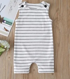 

Newborn jumpsuit striped pocket printed sleeveless jumpsuit summer casual wear
