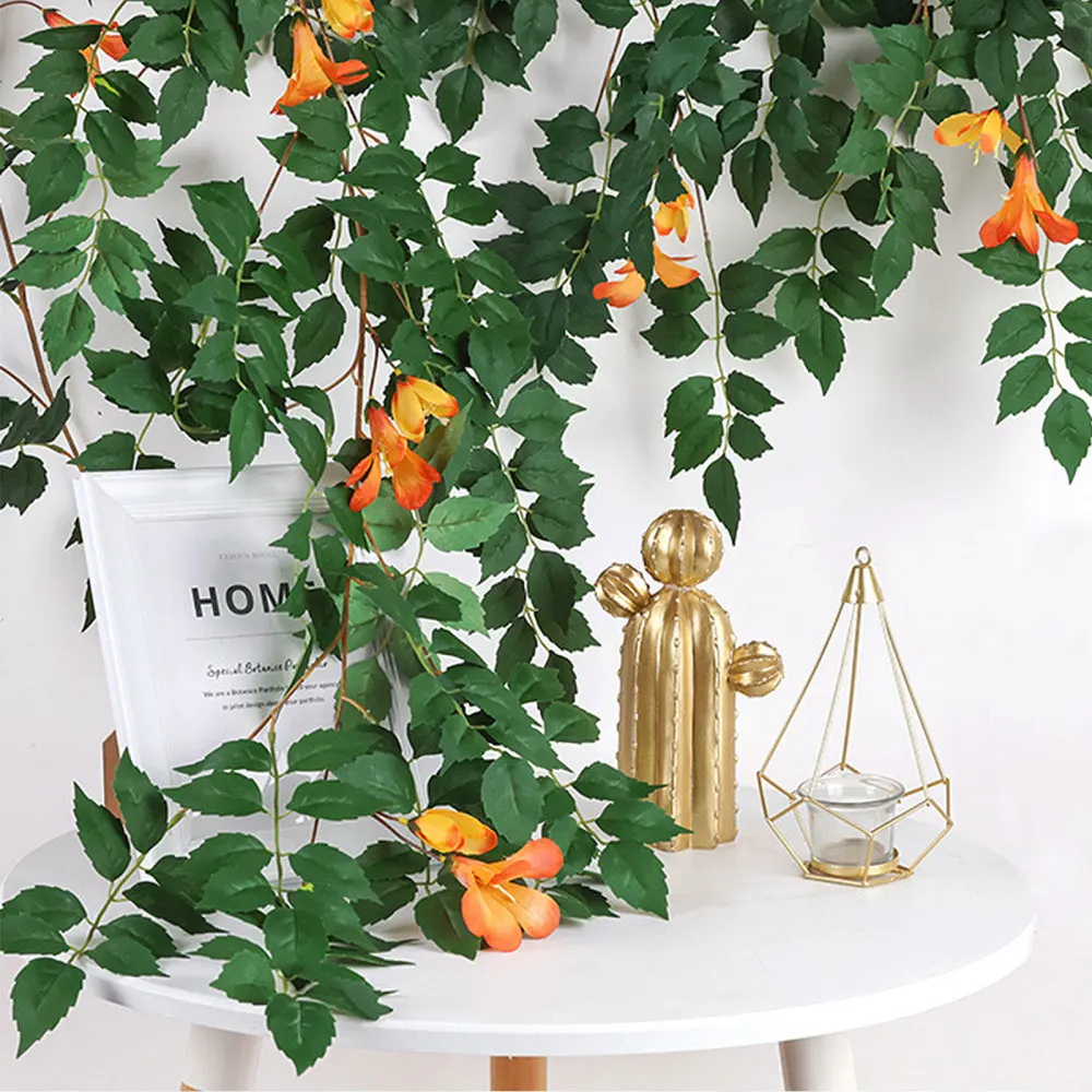 Home Decor Rattan Decoration Simulated Climbing Clouds 185cm Long Green Silk Cloth+Metal Artificial Ivy Leaf Garland Plants |