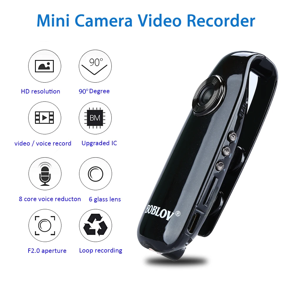 

Boblov Mini Camera HD 1080P 007 Body Cam Digital Camcorders DVR Loop Recording Dashcam Motion Detector Baby Monitor
