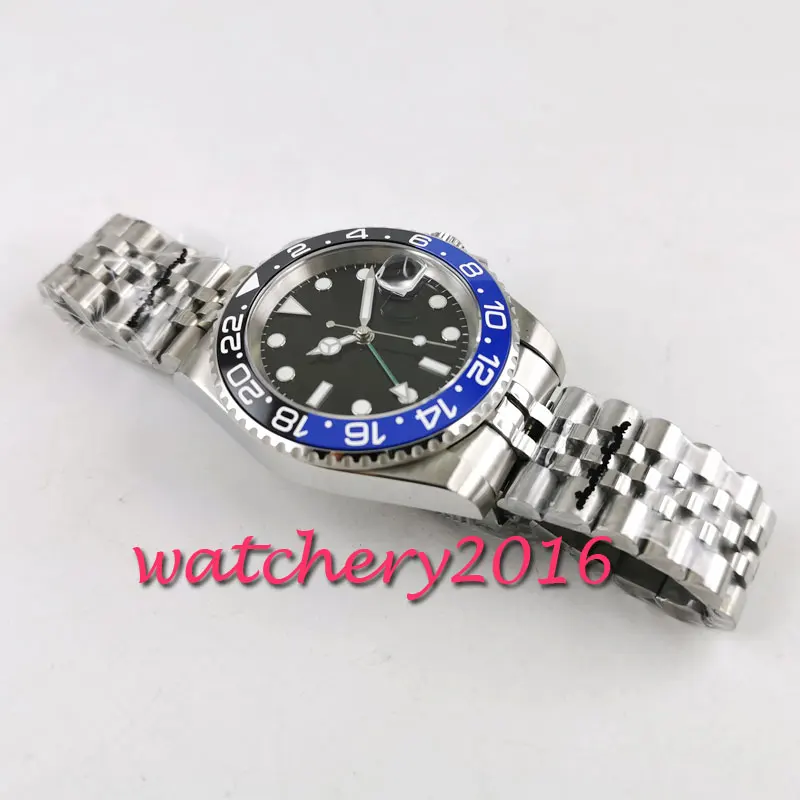 Часы мужские parnis с черным циферблатом военные сапфировым стеклом из нержавеющей