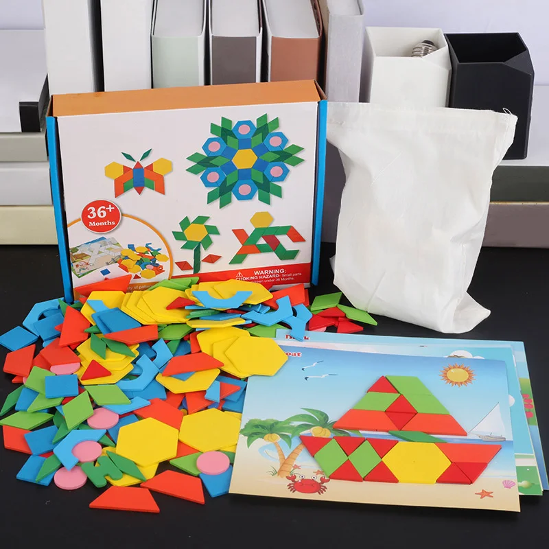 

250pcs/set Montessori Wooden Toys Geometric Shape Jigsaw Puzzle Jigsaw Toys Baby Early Learning Educational Toys For Children
