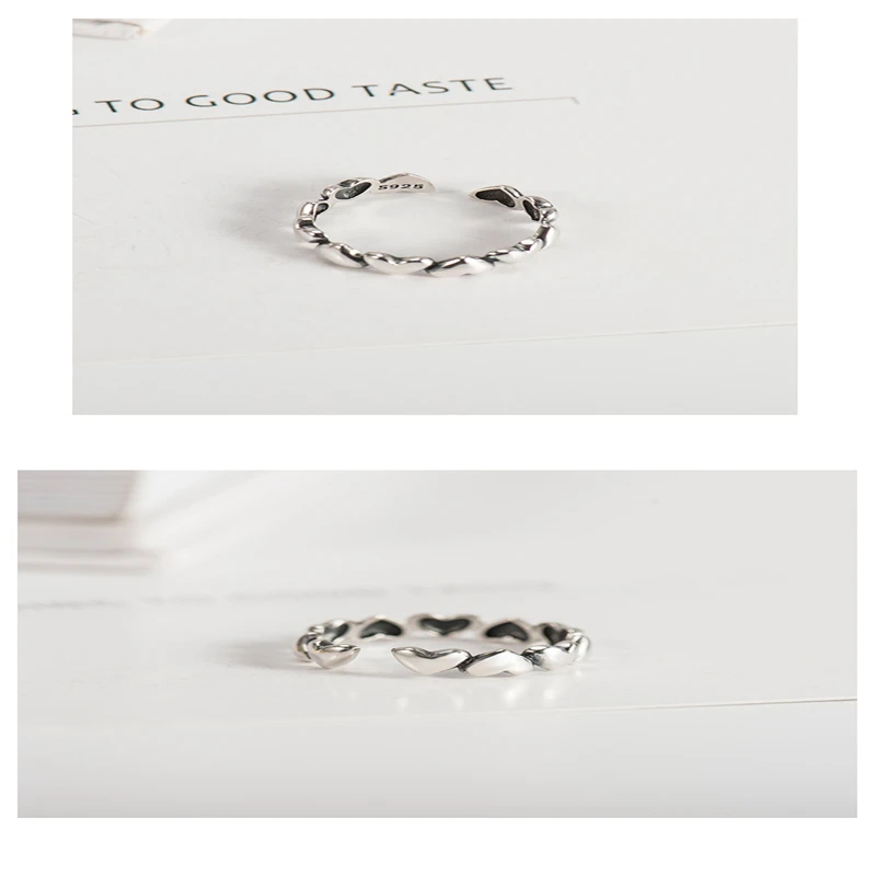 

2020 hot sale S925 sterling silver heart ring ladies new Japanese and Korean style Thai silver open ring Tianzhe jewelry