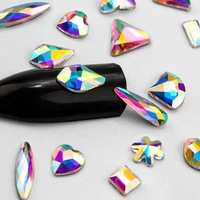 20 piecespack of nail art rhinestones flat slender teardrop rectangular glass flame 3d colored stones for nail decoration