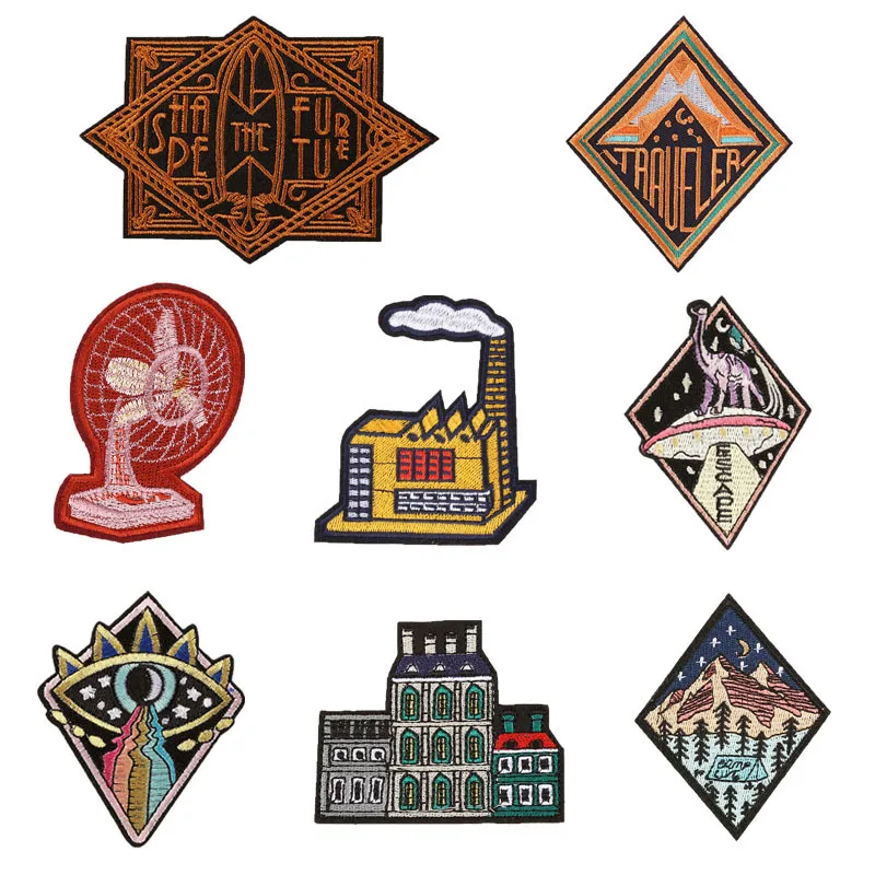 Building Music Guitar House Patch Badges Embroidered Applique Sewing Iron On Clothes Garment Apparel Accessories Sew Badge | Дом и сад