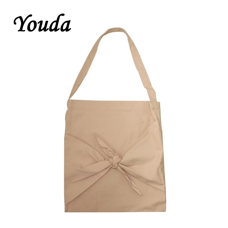 Youda Корейская девушка бант украшение сумки колледж Стиль плеча Холщовая Сумка