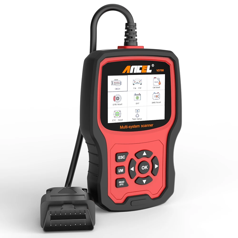 Ancel VD700 OBD2 сканер для диагностики автомобиля полная система индивидуальное сканирование Подушка безопасности ABS масло EPB сброс диагностический Автомобильный сканер инструмент