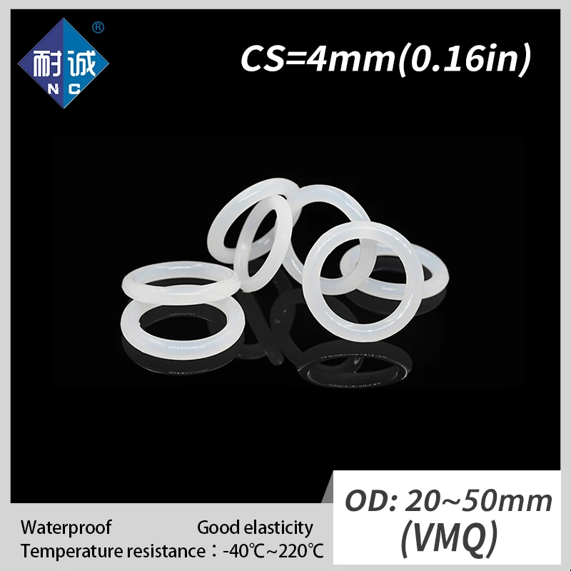 2 шт./лот уплотнительное кольцо из силиконового каучука VMQ CS 4 мм
