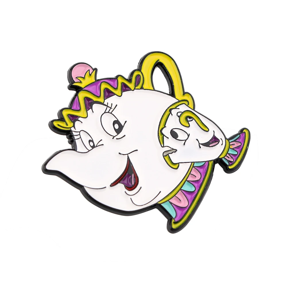 Милые аниме значки LT1321 Красавица и чудовище эмалированная Брошь-булавка манга