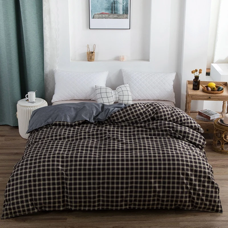 

Plaid Luxury Duvet Cover Single Queen King Cute Cartoon Stripe Aloe Cotton Simple Bedclothes Comforter Cover Quilt Home Textile