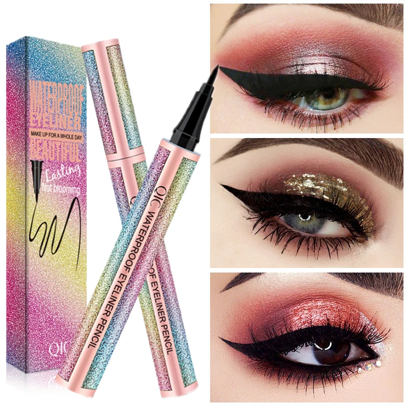 Быстросохнущая подводка для глаз со звездами черная водостойкая Стойкая