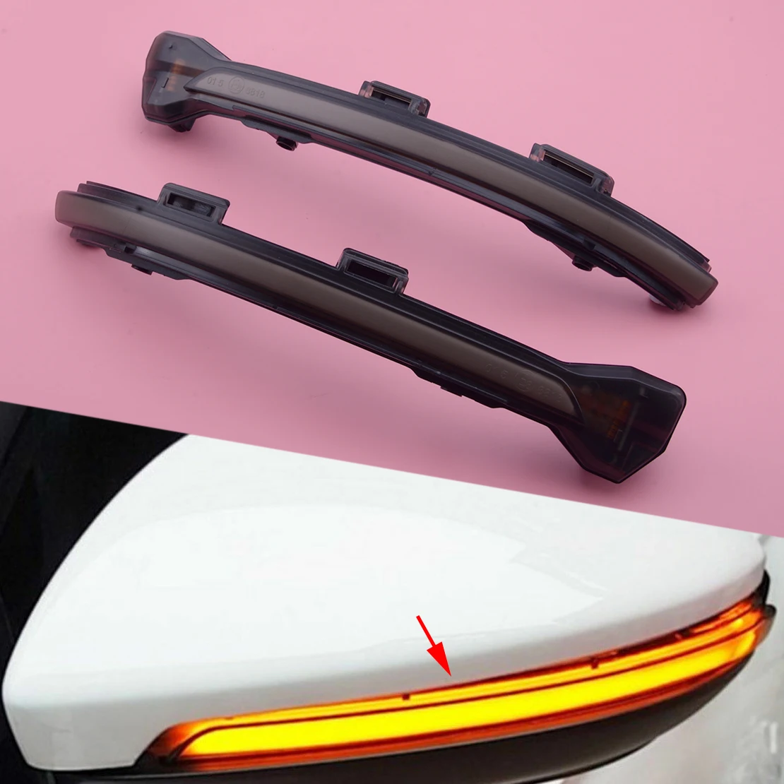 Дымчатая линза 1 пара динамический последовательный светодиодный боковое