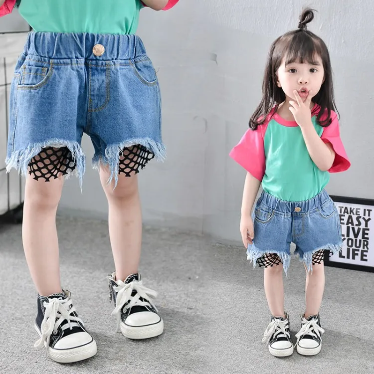 Джинсовые шорты для девочек 2-12 лет летние короткие брюки 2020 рваные джинсы детей