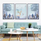 Современный минималистичный художественный постер с животными, оленем, деревом, картина маслом в скандинавском стиле и печать, абстрактное домашнее украшение, настенный постер
