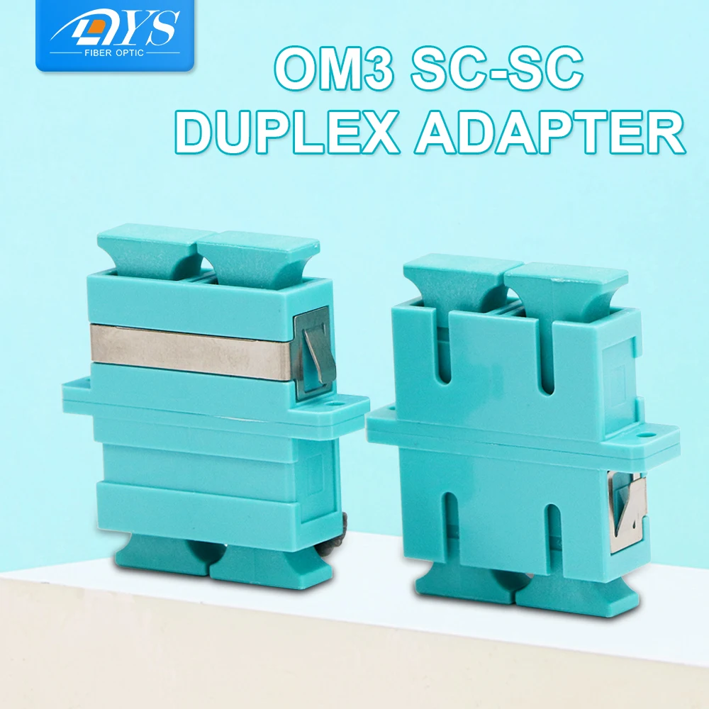 

50 шт. SC PC женский дуплексный волоконно-оптический адаптер OM3 Aqua мультимодовый соединитель муфты FTTH разъем