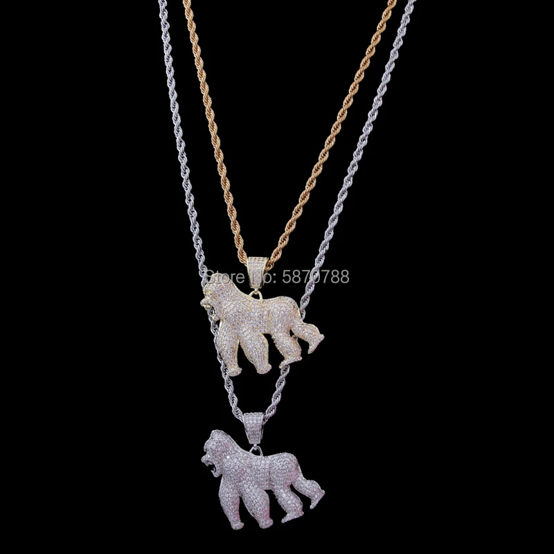 

Rapper jewelry walking gorilla iced out cartoon pendants mens iced out jewelry