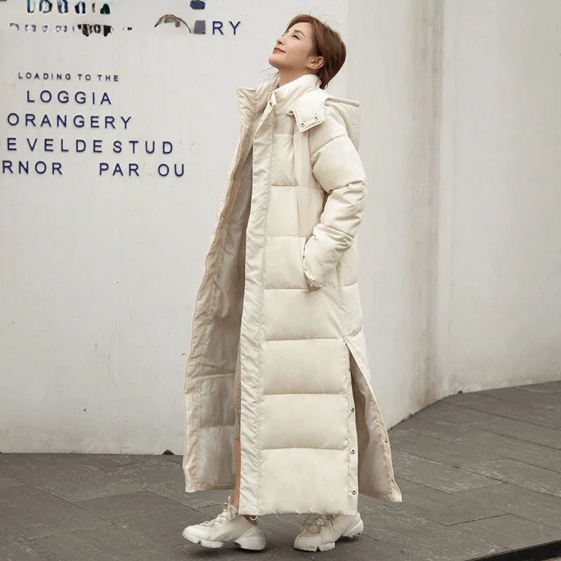 

2021 New Xlong Hooded Down Cotton Winter Coat Women Casual Thick Parkas Fashion Winter Jacket Warm Outwear Soild Female Coats