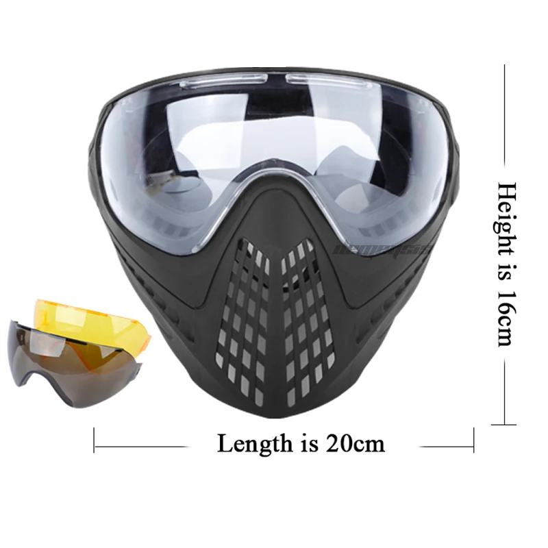 

Tactical Masks with 3 Lens Airsoft Hunting Rifle Air Gun Cs Games Military Shooting Paintball Full Face Protective Masks