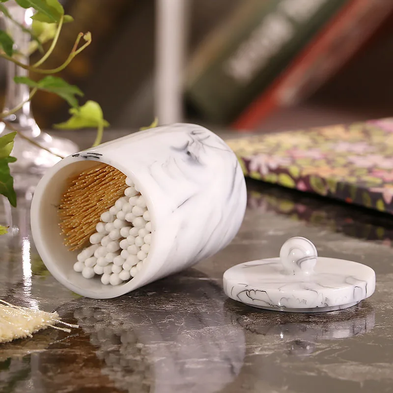 JINSERTA коробка для хранения Из Мраморной смолы 2 жилы органайзер ватных палочек