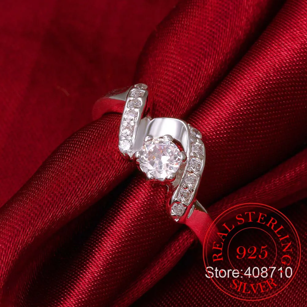 Женские кольца на палец из стерлингового серебра 925 пробы с блестящим цирконием и