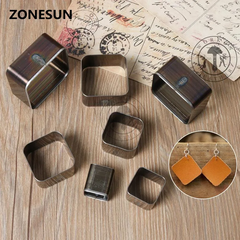 ZONESUN квадратная форма серьги кожа бумага резка штамповка клик стальные формы