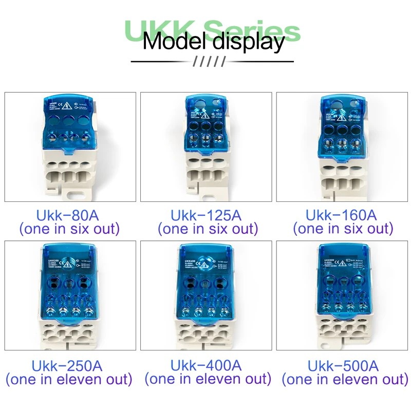 

UKK 80A Din Rail Terminal Blocks One in multiple-out distribution box Universal wire connector junction box waterproof
