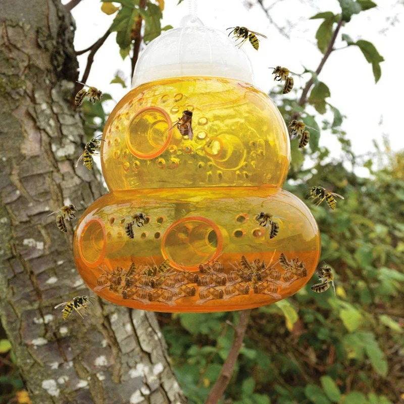 

4 Pack Wasp Trap and Hornet Trap Yellow Jackets Bee Catcher, Reusable Hanging Or Tabletop Outdoor