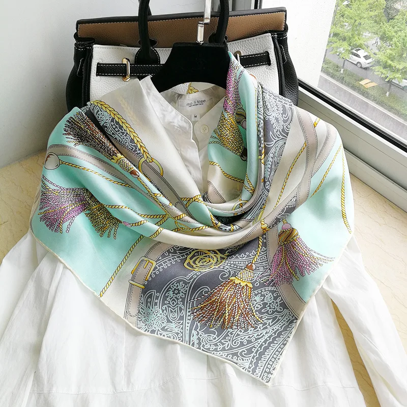 100% чистый шелк атласный квадратный большой шарф шаль платок 34 5x34 5 дюйма WJ043 |