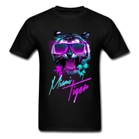 vaporwave miami tiger neon t shirts 3d print new arrival short sleeve loose europe tshirt man 100 cotton fabric camisa clothes