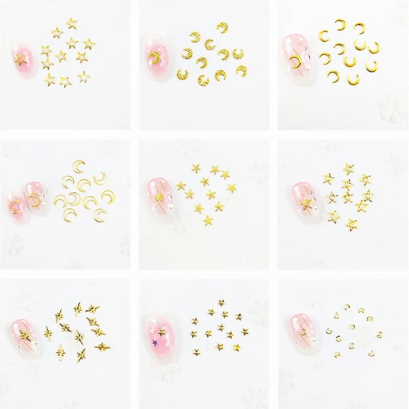 

100Pcs/Lot Mini Round Square Star Rivet Studs Metal Alloy Nail Art Decorations 3D DIY Nail Stickers Jewelry Nail Charms