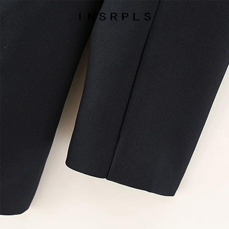

INSRPLS Women Fashion With Belt Single Button Blazers Coat Vintage Long Sleeve Pockets Female Outerwear Chic Tops