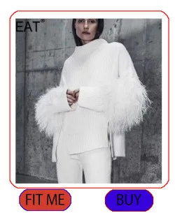 DEAT Gray Lapel Stitching Fur Long-sleeved Thick Wool Hit Color Woman Sweater Coat Casual Fashion Autumn Winter New TD065