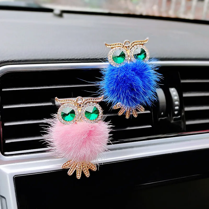 

Crystal Owl Car Air Freshener Diamond Villus Owl Car Perfume Air Vent Clip Auto Accessories Interior Woman Aromatherapy Ornament